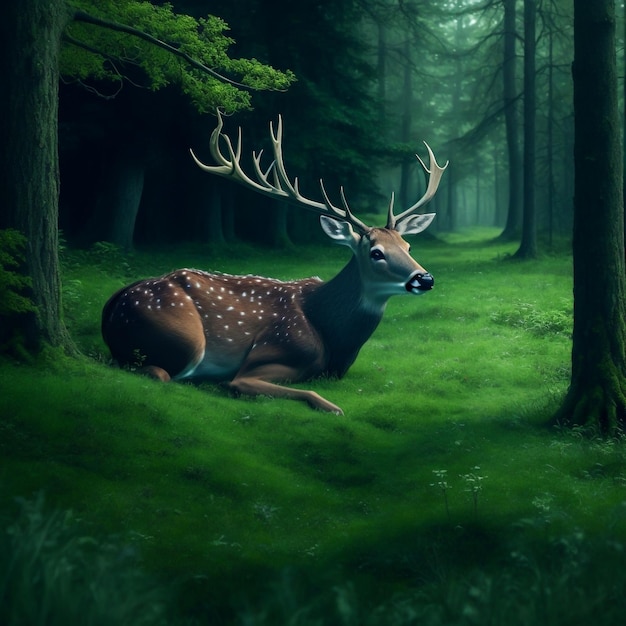 Paisaje idílico del bosque a la luz del día