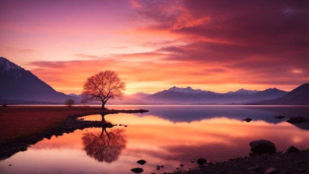 Un paisaje impresionante al atardecer