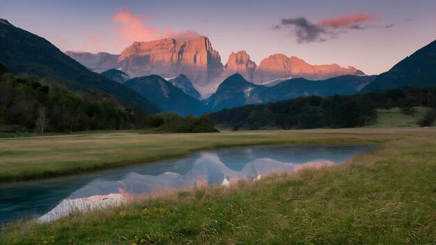 Foto paisaje impresionante del parque natural de fanes sennes braies en praga, italia