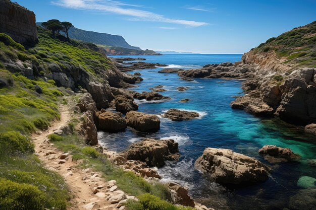 PAISAJE INTOCIADO DE LA RESERVA NATURAL DE ZINGARO SICILIA generativa IA