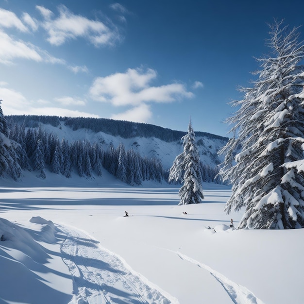 Paisaje invernal en las montañas.