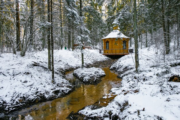 Paisaje invernal con río pequeño