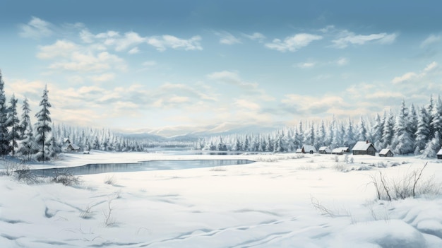 Paisaje invernal en Shawinigan Ilustración digital fotorrealista en resolución 8k