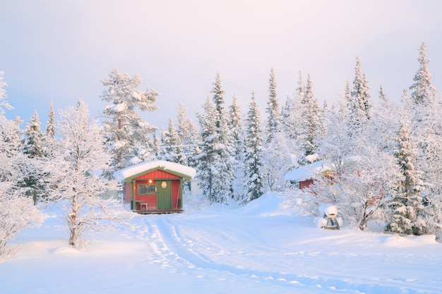 Paisaje de invierno amanecer