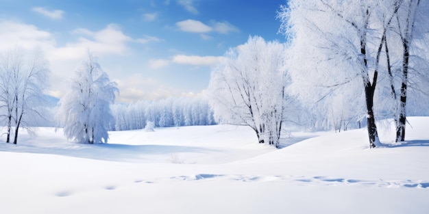 paisaje de invierno con árboles cubiertos de nieve IA generativa