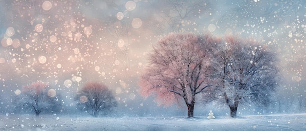 Un paisaje de invierno con árboles cubiertos de nieve