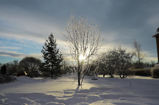 paisaje de invierno. Belleza de cuento de hadas de calles cubiertas de nieve. Nevadas y enfriamiento en zonas turísticas.