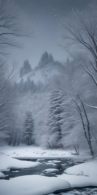 Paisaje de invierno en el bosque