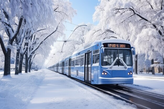 Paisaje de invierno en la calle con casas y carreteras cubiertas de mucha nieve Clima nevado frío Ilustración generativa de IA