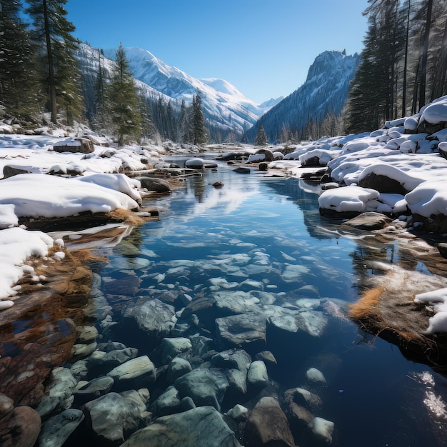 Paisaje de invierno cristalino y frío Foto