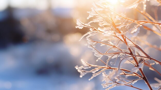 paisaje de invierno con destello de sol