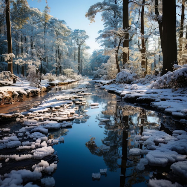 Paisaje de invierno encantado de hielo Foto