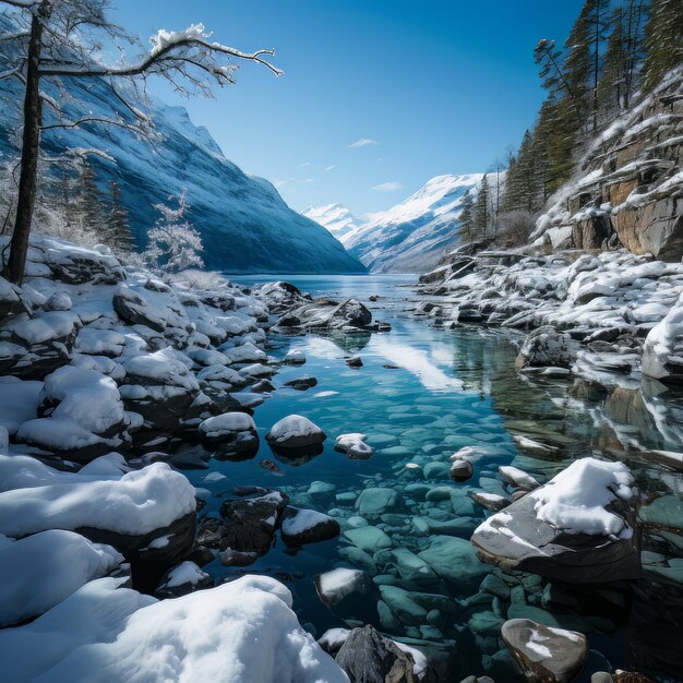 Paisaje de invierno de la grandeza glacial Foto