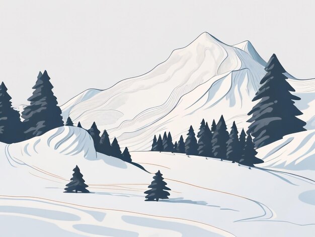 Foto paisaje de invierno en las montañas ilustración vectorial