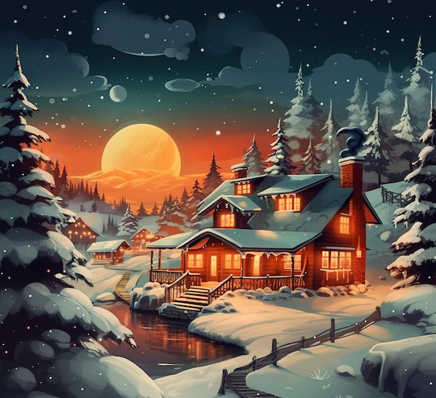 Paisaje de invierno de navidad