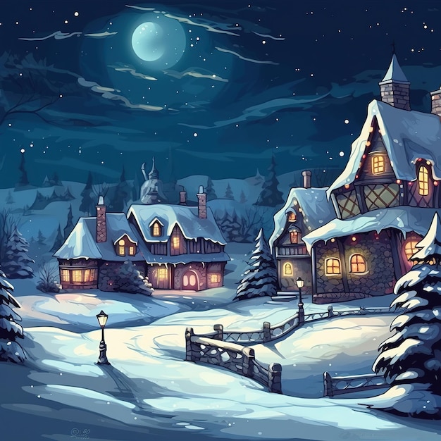 Paisaje de invierno de navidad