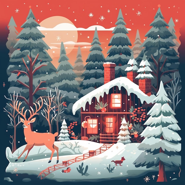 Paisaje de invierno de navidad