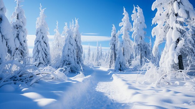 Paisaje de invierno Árboles en la nieve