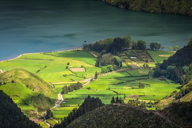 Foto paisaje de la isla de flores azores portugal