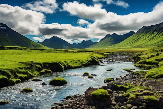 Paisaje de Islandia con hermosos paisajes acuáticos