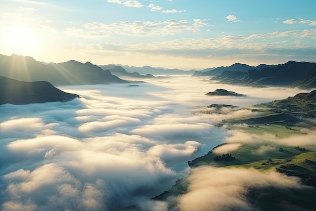 Paisaje de Islandia con montañas y nubes grises Arte generativo de IA hermosa vista dramática