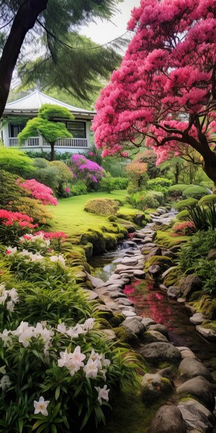 Foto un paisaje de jardín impresionante capturado en impresionantes fotos reales