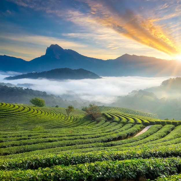 paisaje y jardín de té