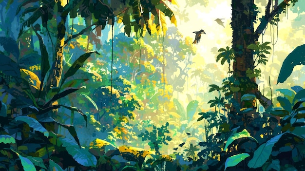paisaje jungla de estilo anime africano