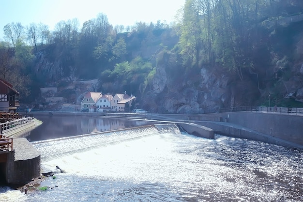 Paisaje de krumlov checo / turismo de viaje en la república checa, vista panorámica de la ciudad checa de Krumlov