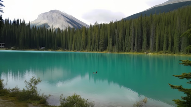 Paisaje de lago azul Ilustración AI GenerativexA