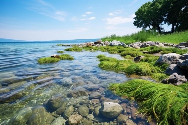 Foto paisaje desde un lago balaton en hungría