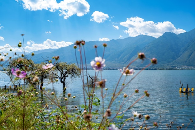 Foto paisaje del lago erhai ubicado en dali yunnan china