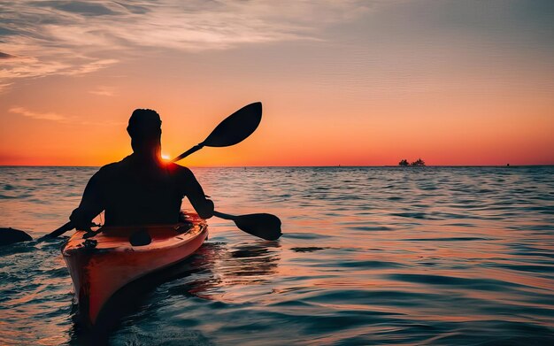 Foto paisaje con lago y kayak