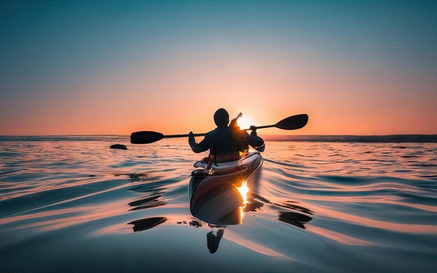 Foto paisaje con lago y kayak