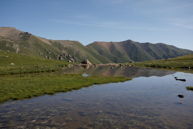 Paisaje con lago de montaña