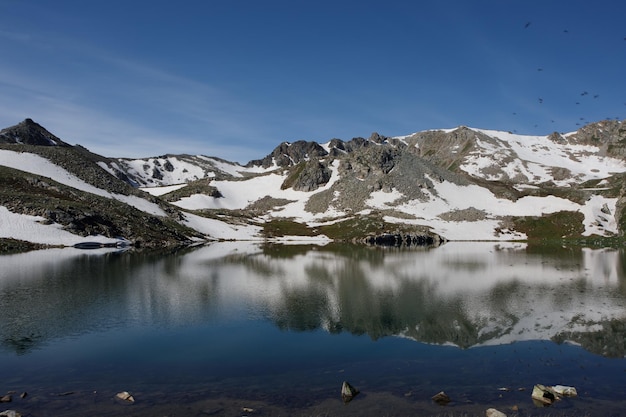 Paisaje con lago de montaña