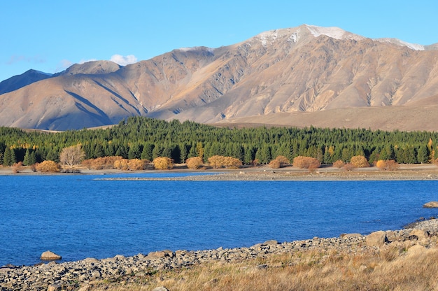 paisaje de lago y montañas