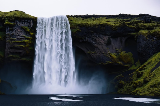 Foto paisaje de larga exposición filmado alrededor de la cascada