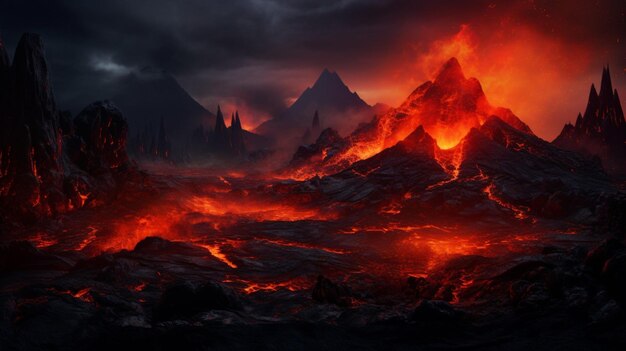 El paisaje de la lava del volcán