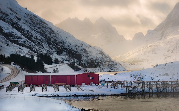 Paisaje de Lototen durante el invierno