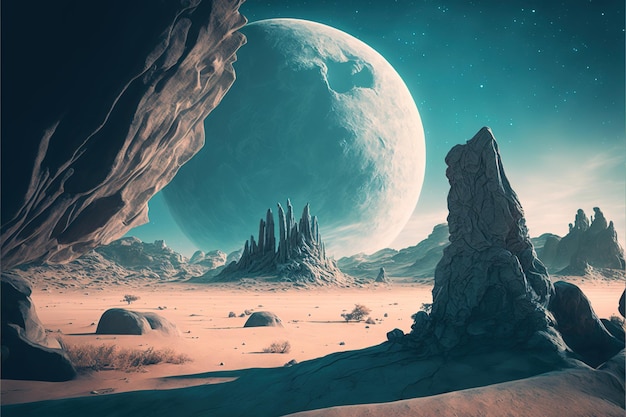 paisaje lunar futurista