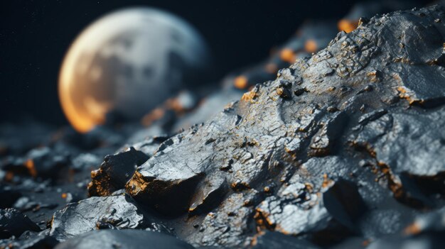 Foto paisaje lunar plateado y dorado oscuro una imagen en 3d con inspiración industrial