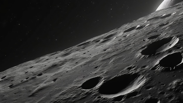 El paisaje lunar visto desde la superficie de la luna