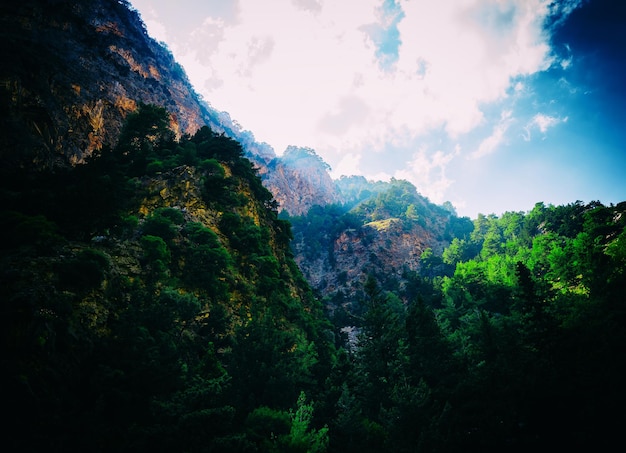 Paisaje de luz de rayo de montañas horizontales