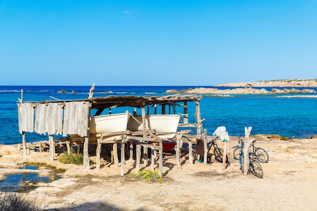 Paisaje marino de Formentera, España, mar Mediterráneo.