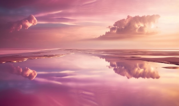 Paisaje marino mágico del amanecer con cielo colorido y fondo natural suave