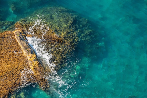 Paisaje marino del mar claro con rocas