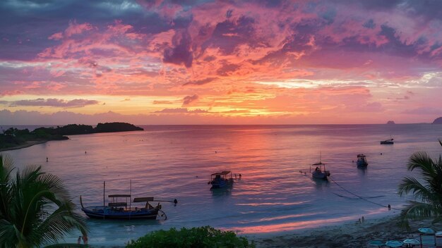 Foto paisaje marítimo tropical al atardecer con un hermoso cielo en el punto de vista de promthep cape phuket tailandia