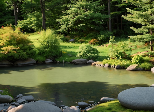 Paisaje de meditación zen Ambiente de naturaleza tranquila y espiritual