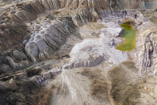 Paisaje de minería industrial desde una antena de avión no tripulado